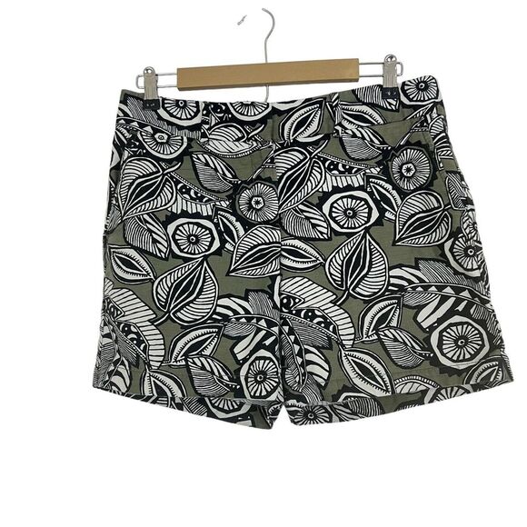 Ann Taylor Loft Size 6 Green Leaf Print Mid Rise The Riviera Short Linen Cotton - Picture 1 of 3